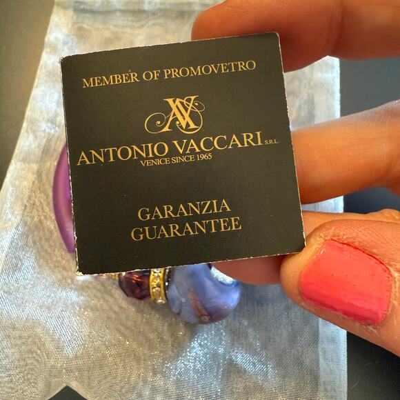 Antonio Vaccari Italian Murano Glass Purple Wrap Bracelet - Picture 4 of 7